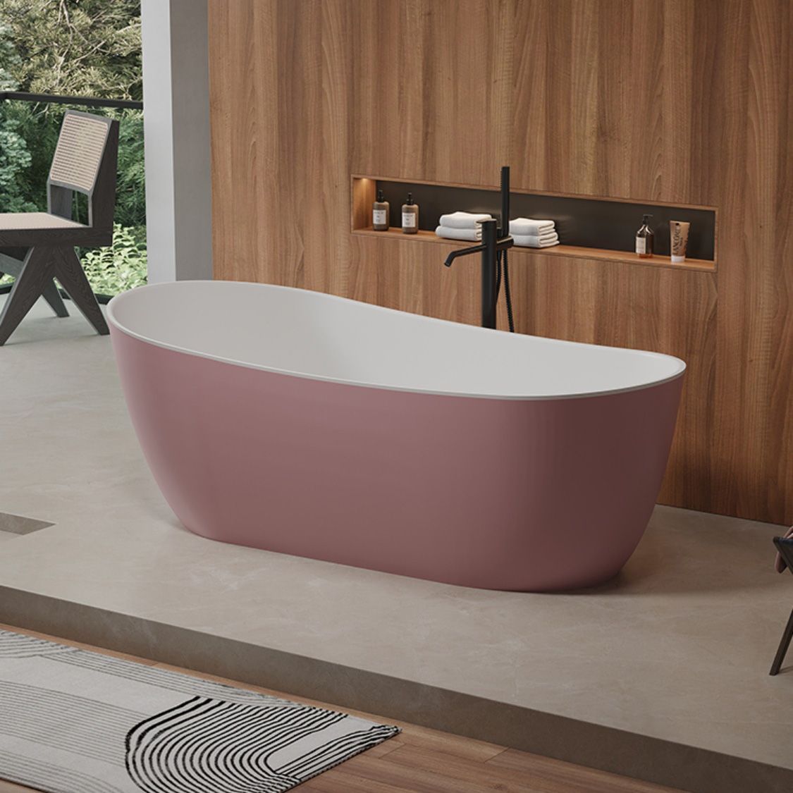 Modern Antique Finish Soaking Bathtub Stand Alone Oval Bath Tub