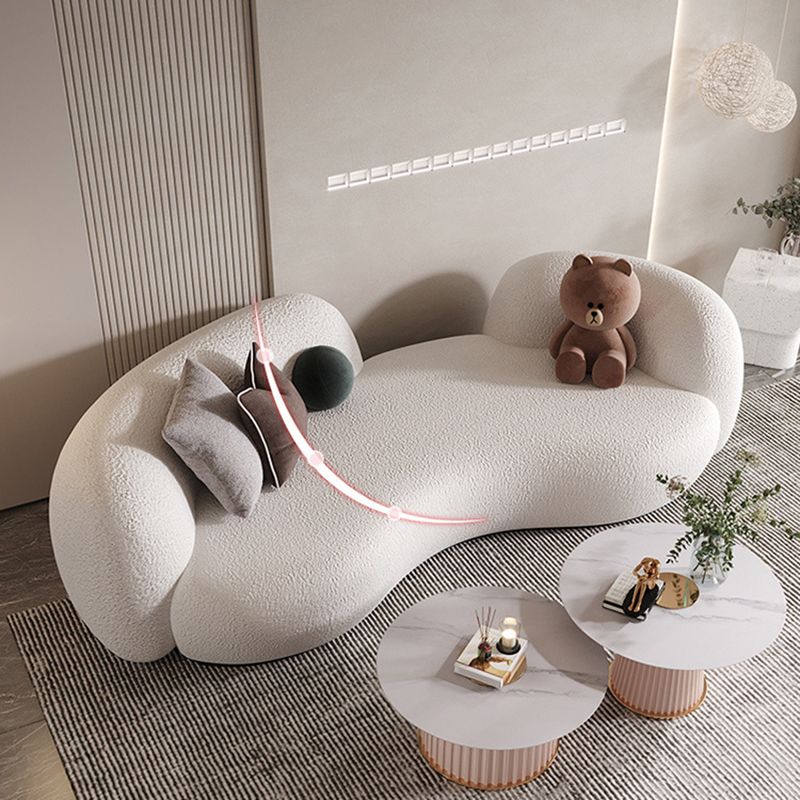 Contemporary Curved Sofa 28.34" High Sloped Arm Sofa in Beige