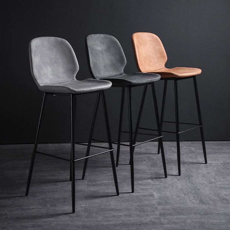 Scandinavian Matte Finish Leather Barstool Footrest Living Room Stool