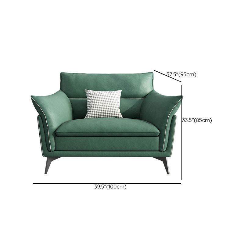 Contemporary  33.46" H Green Faux Leather Pillow Top Arm Sofa