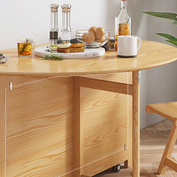 Mid-Century Modern Dining Table Solid Wood Drop-Leaf Dining Table for Home