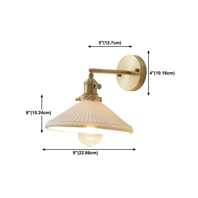 Industrial Style Tapered Shape Wall Sconce Ceramic 1 Sconce Light in White