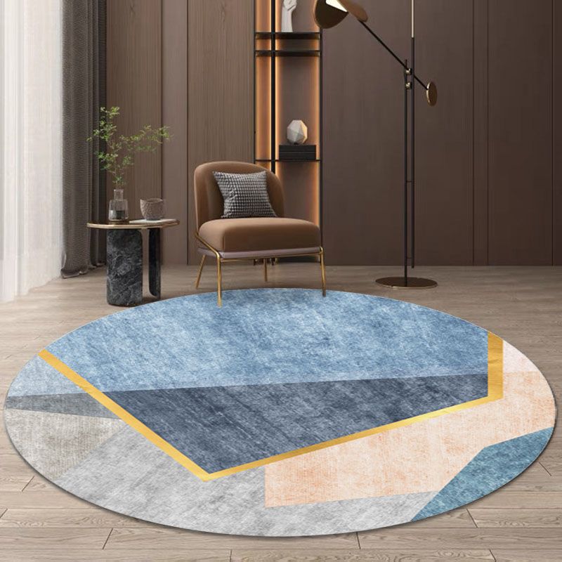 Round Graphic Print Rug Creative Area Carpet Polyester Non-Slip Backing Carpet for Home Decoration