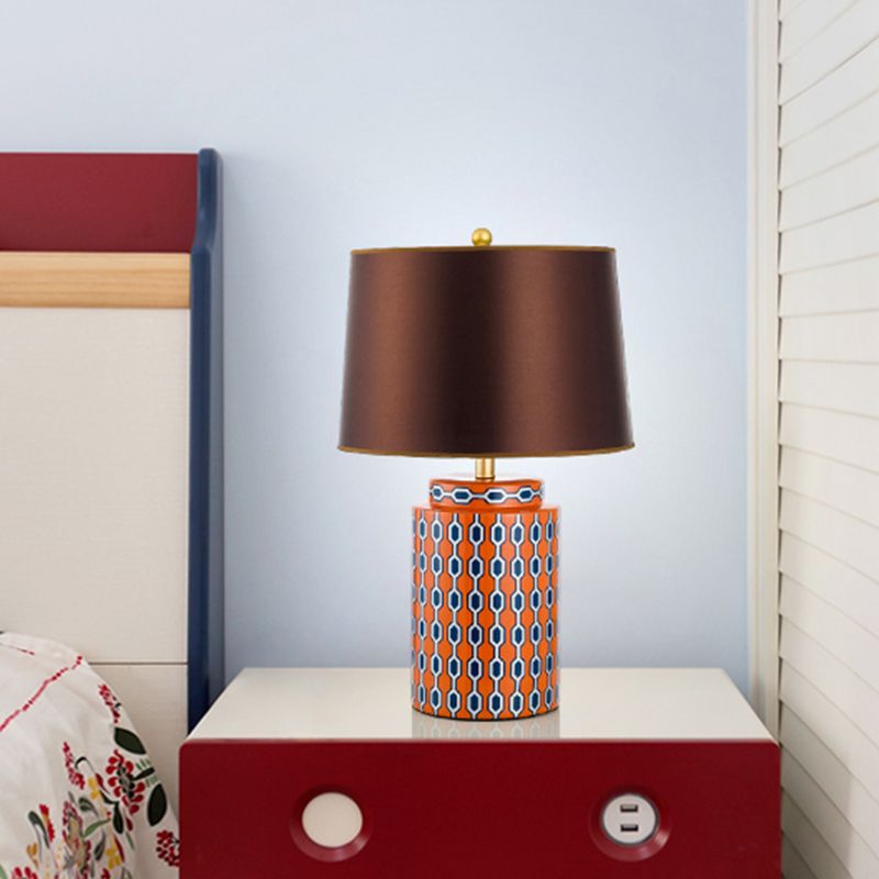 Jar -vormige nachttafel Licht Modernistisch keramiek 1 kop blauw/oranje afwerking stof bureaulamp voor bed voor het bed