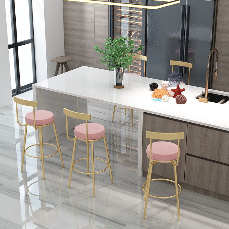 Glam Round Counter Height Stools Grey and Gold Footrest Upholstered Counter Bar Stool