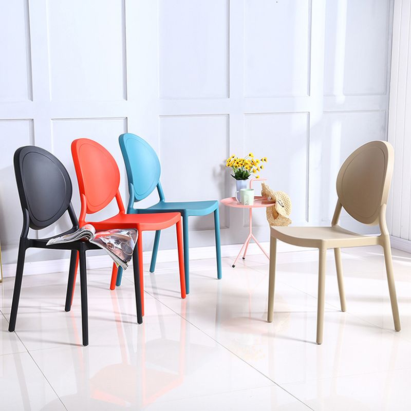 Contemporary Armless Plastic Dining Chairs Open Back Dining Side Chair for Home Use