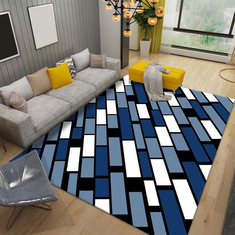 Checkerboard Rug Geometric Indoor Rug Non-Slip Backing Rug for Living Room
