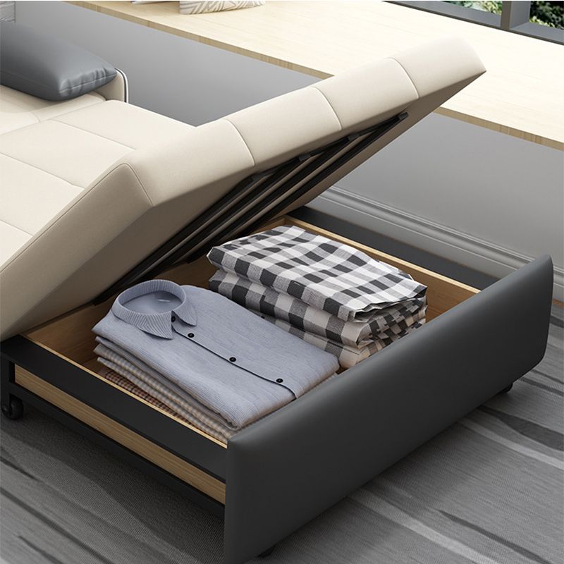 Scandinavian Sleeper Sofa Light Gray Sofa Bed  with Detachable Mattress