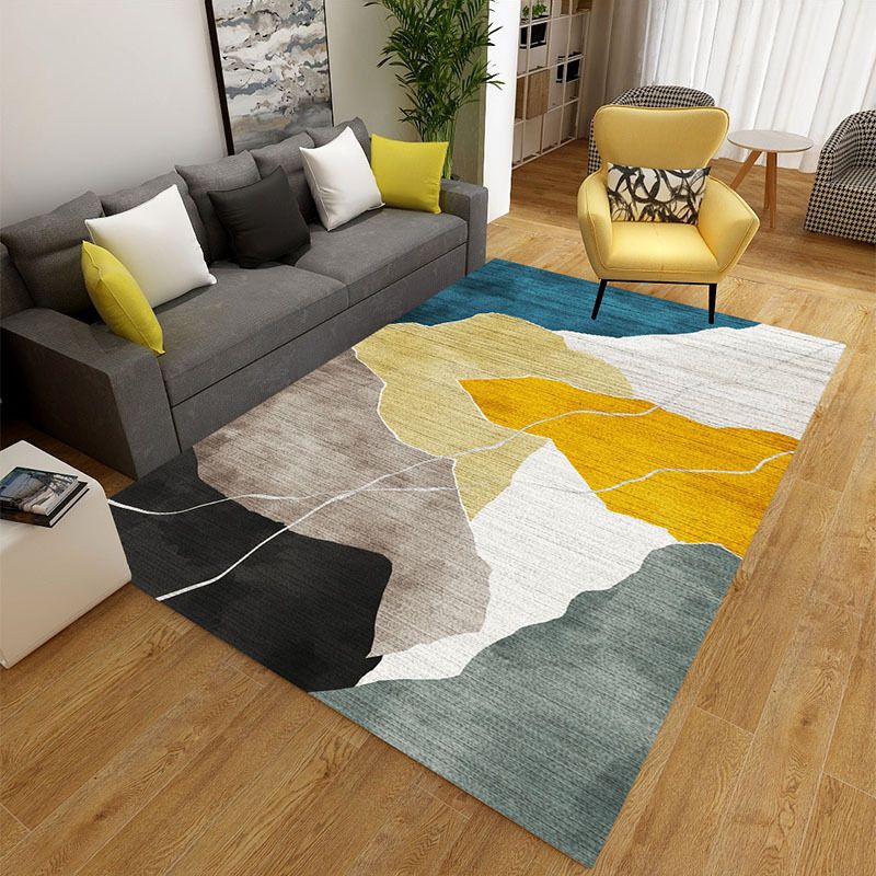 Abstract Printing Indoor Rug Polyester Modern Rug Non-Slip Backing Carpet for Living Room