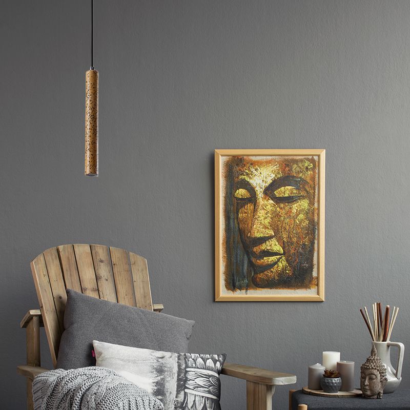 Tube Pendant Lighting Nordic Cement 1 Light Yellow/Blue/Green Hanging Ceiling Light, 12"/21.5"H