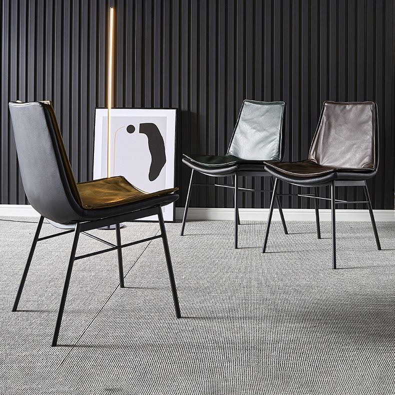 Sillas de comedor de cuero de estilo industrial, sillas laterales sin brazos con respaldo sólido para cocina