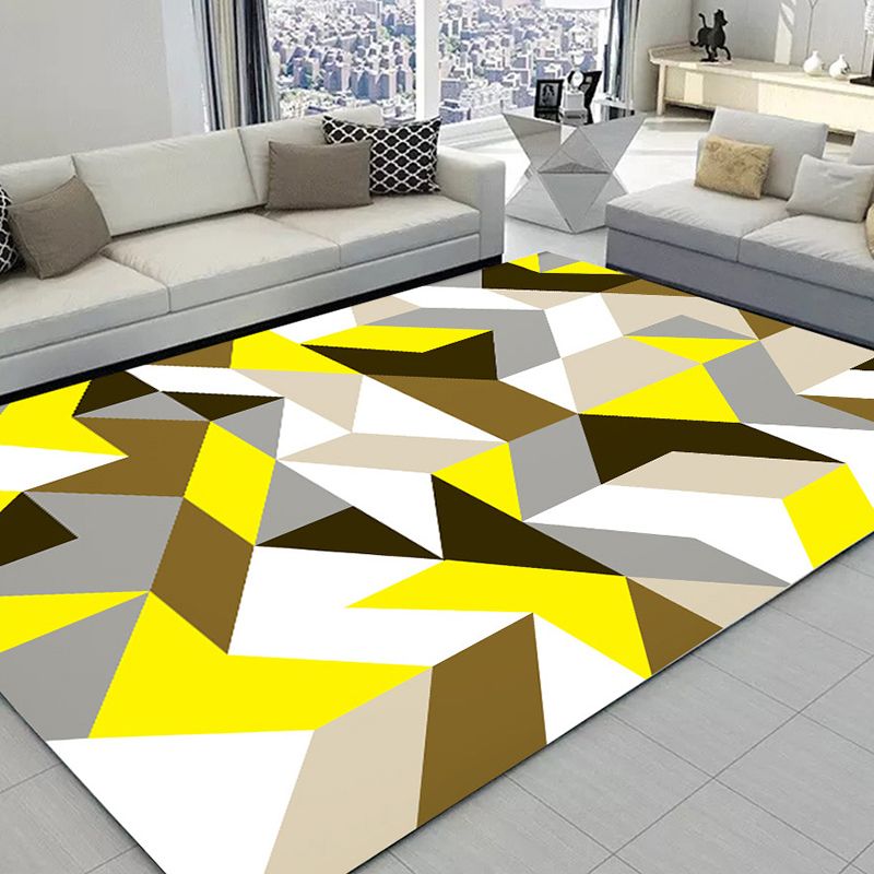 Multicolor Home Decoration Carpet Modern Geometric Printed Area Rug Polyester with Non-Slip Backing Rug