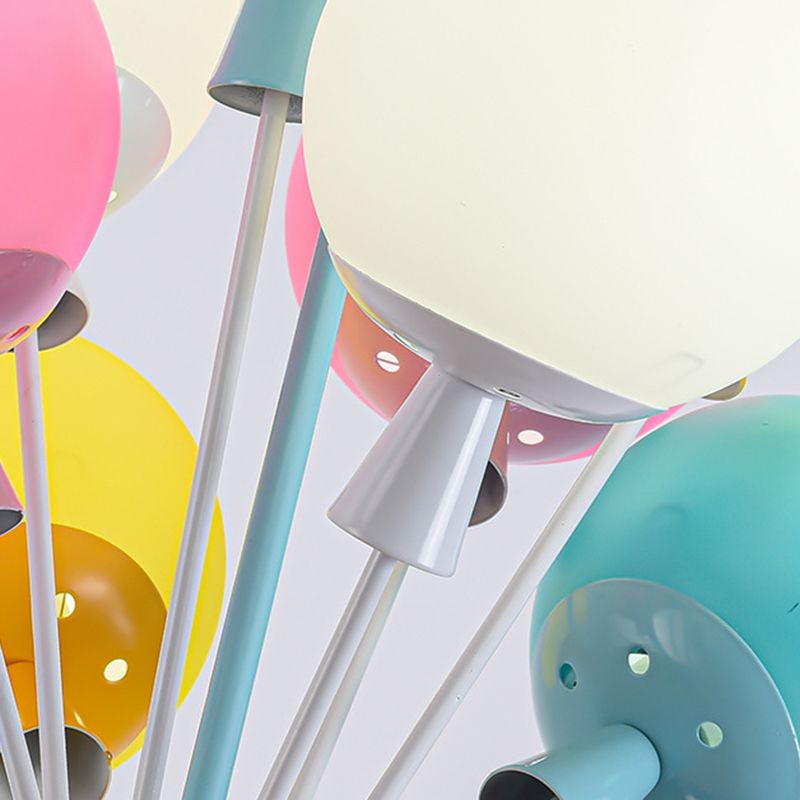 Contemporary Ceiling Lamp Colorful Glass Shade Flush Mount Light Fixture