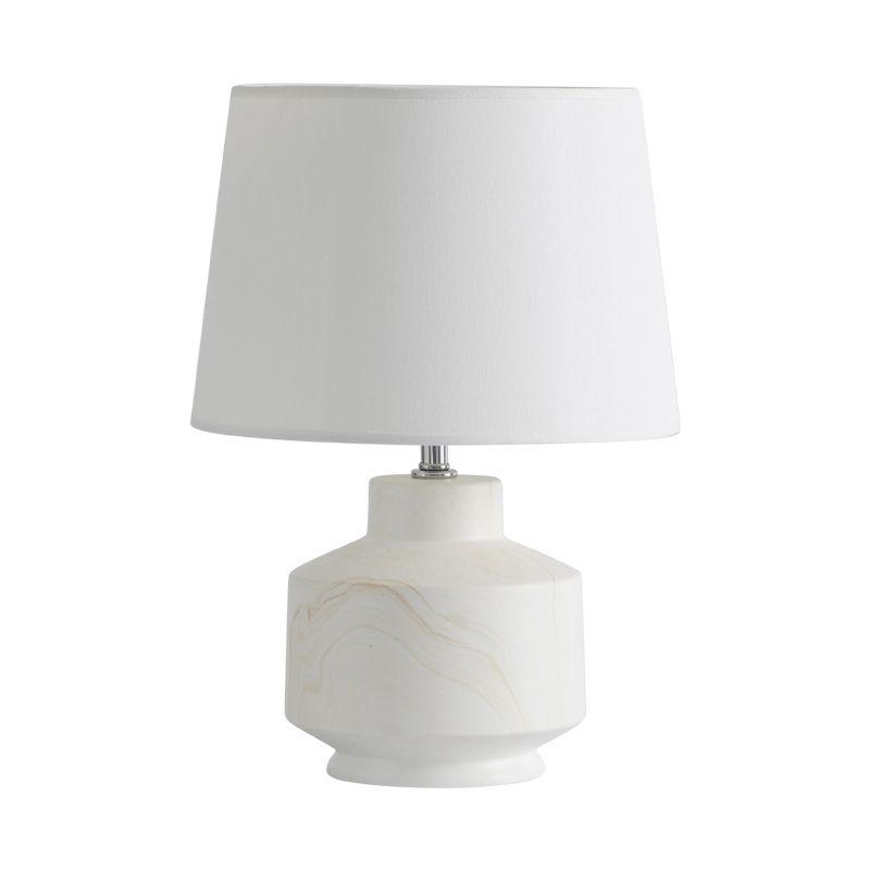 Conical Fabric Night Lighting Simplicity 1 Head White Finish Table Lamp with Ceramic Base