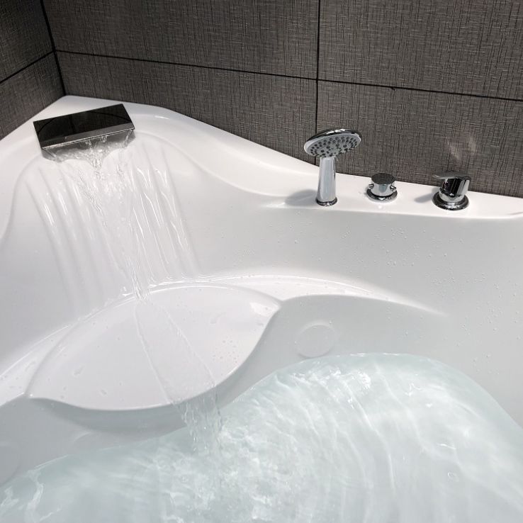Modern Corner Bathtub Acrylic Soaking White Back to Wall Bathtub