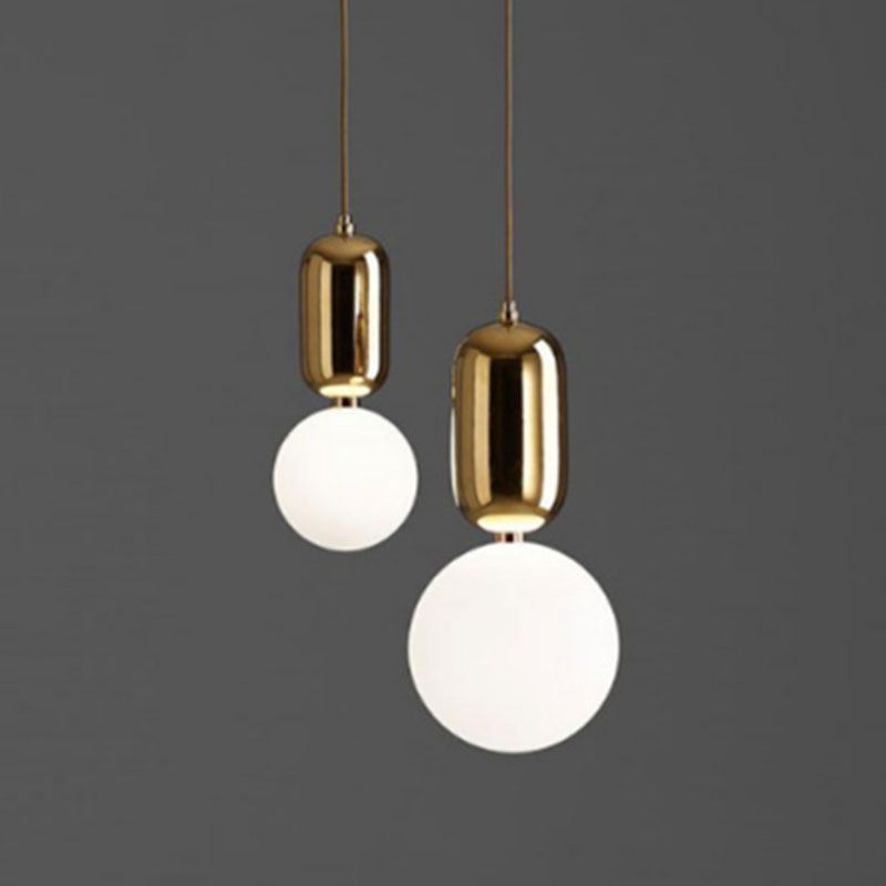1 Light Spherical Hanging Ceiling Light Modern Style Glass Hanging Lamp Kit
