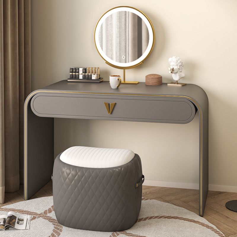 Solid Wood and Leather Make-up Vanity Stool Set with 1-Drawer