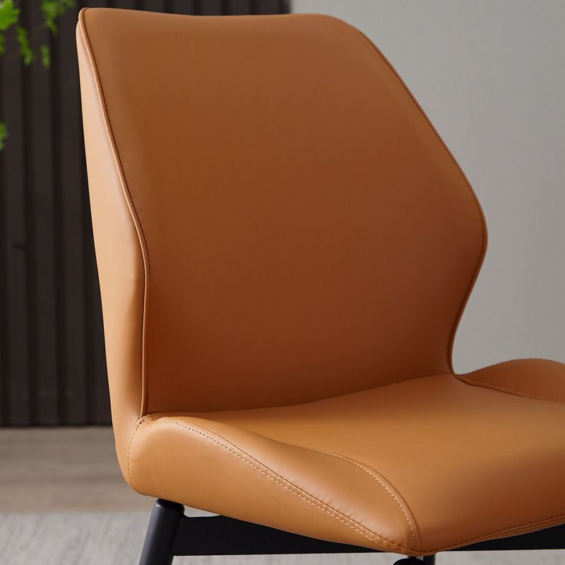 Upholstered Armless Industrial Chair Home Black Metal Legs Dining Chair