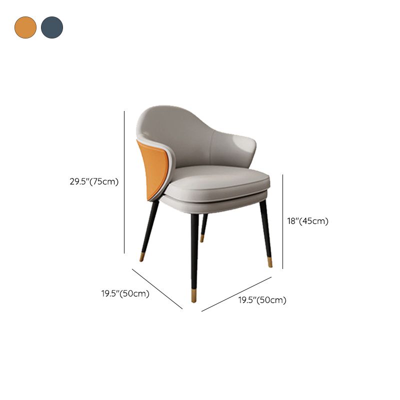 Faux Leather Kitchen Dining Chair Glam Parsons Chair with Black Metal Legs