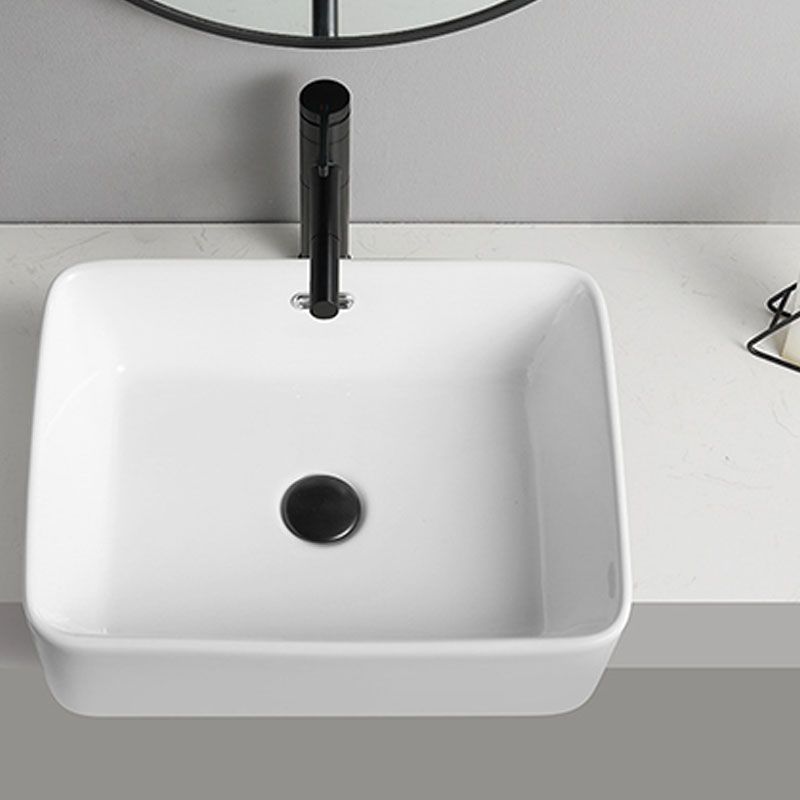 Modern Bathroom Sink Rectangular Vessel Lavatory Sink in White(Not Included Faucet)