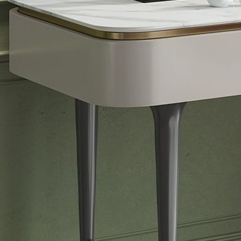 White Rectangular Slate Top Dressing Table Metal Base with 2/4 Drawers Dresser