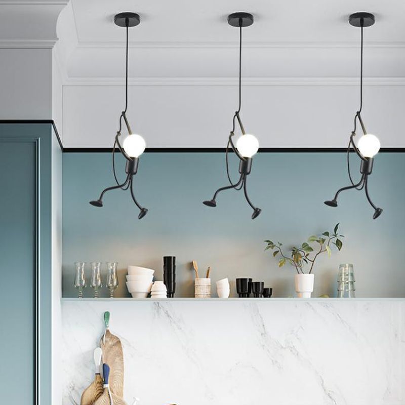 Style Industrial Style Light Swing in ferro battuto Lam lampade appeso in nero