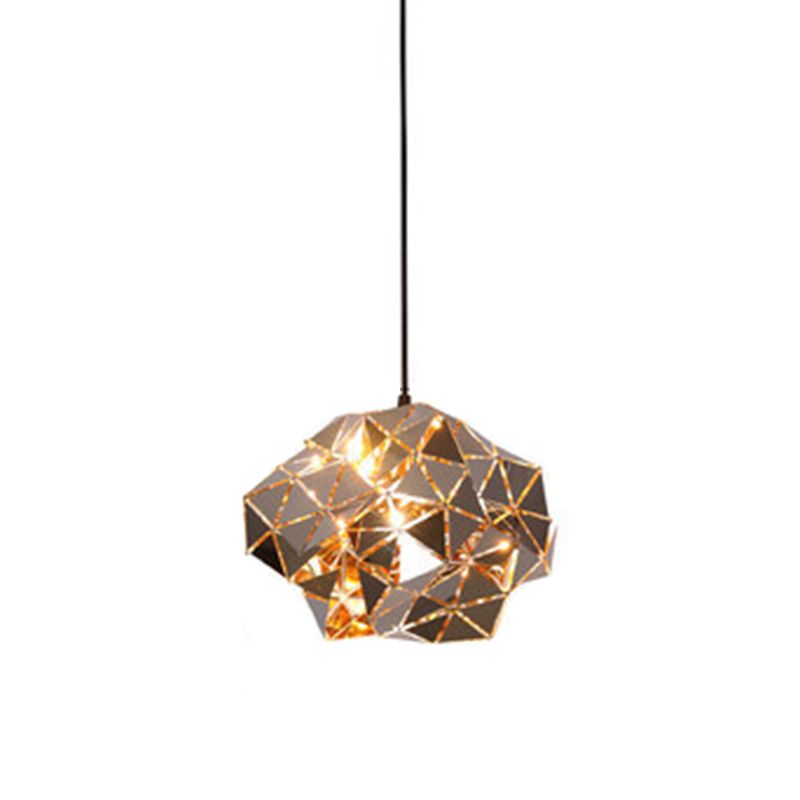 Chrome Laser-Cut Pendant Lamp Decorative Postmodern Stainless Steel Suspension Light