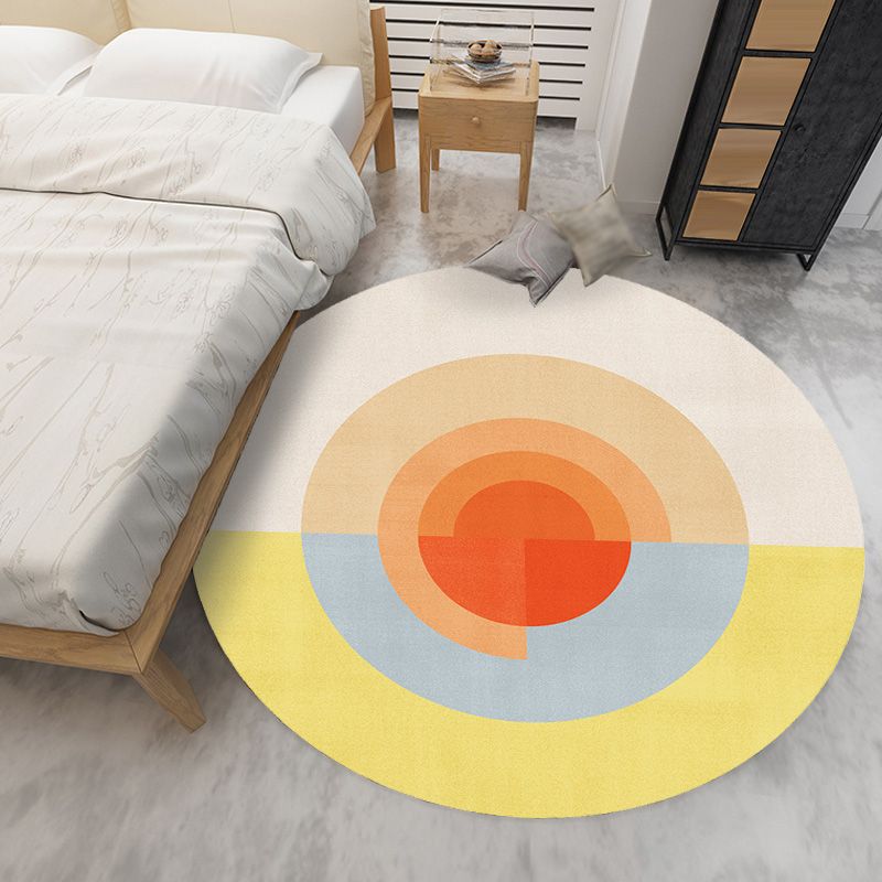 Multicolor Colorblock Circles Pattern Rug Polyester Modern Rug Washable Anti-Slip Pet Friendly Area Rug for Living Room