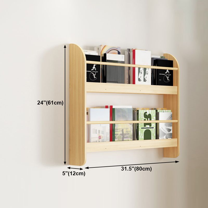Wood Floating Bookcase Contemporary Style Wall Mounted Book Shelf