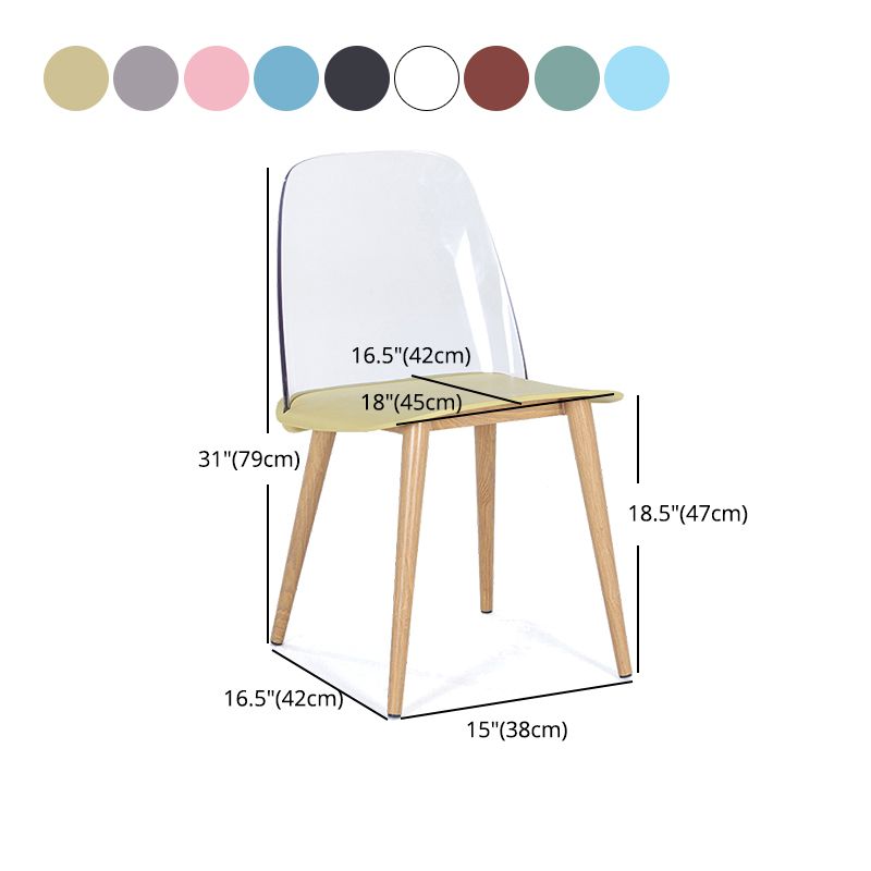 Silla contemporánea sillas de comedor sin brazos con patas de metal para cocina