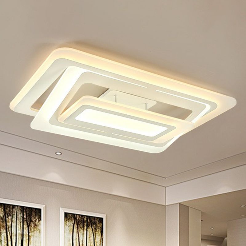 Rechteck Acryl Flush Mount Light Einfachheit weiße LED Semi Flush Deckenleuchte für Wohnzimmer