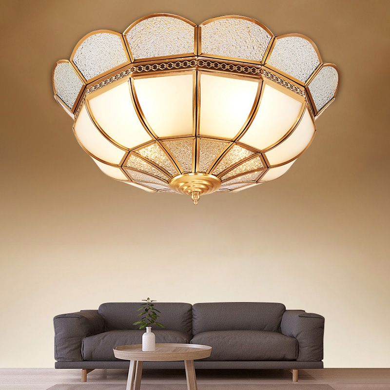 Lámpara montada en el techo Gold Schoolhouse Dormitorio de vidrio clásico cerca de la luz del techo