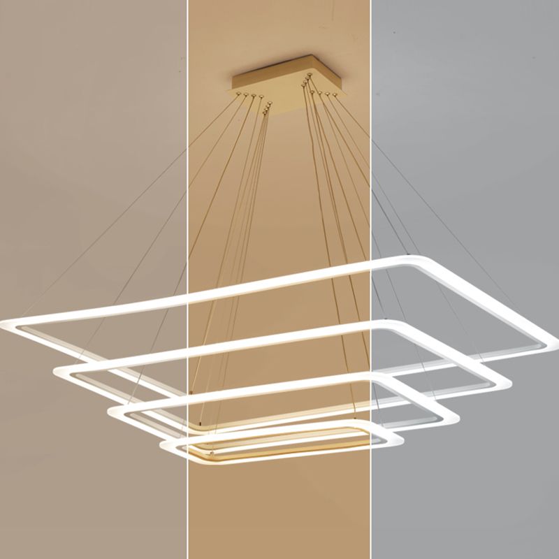 Modern Layered Chandelier Metal White LED Chandelier Pendant for Living Room