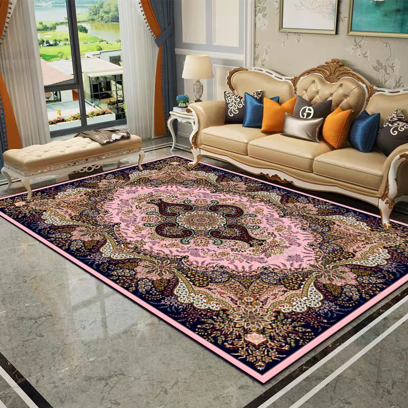 Vintage Bohemian Living Room Rug American Print Polyester Area Carpet Stain Resistant Rug