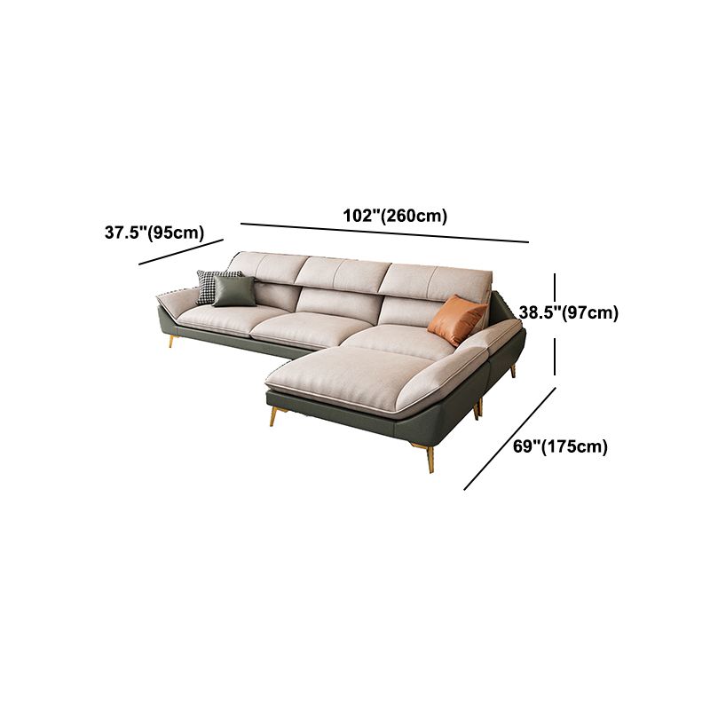 Beige Faux Leather Removable Cushions Sofa/Sectionals with Stain-Resistant