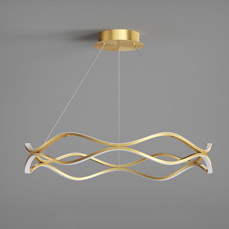 Wave Shape Chandelier Pendant Light Minimalist LED Metal Chandelier Lighting