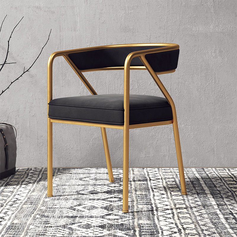 Silla de comedor de terciopelo Glam, sillas laterales de comedor con respaldo abierto para uso en restaurantes