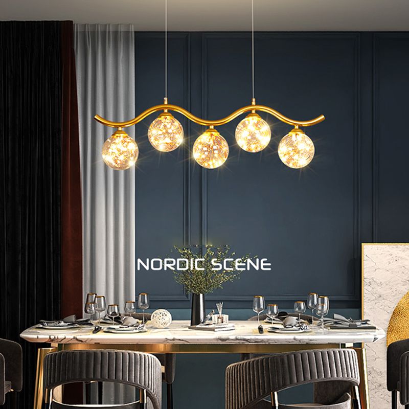 Kugelförmige Forminselanhänger zeitgenössisches Glas 5 leichte hängende Lichter