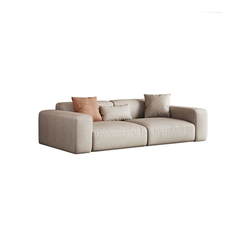 Faux Leather Stationary Living Room Square Arm Standard Pillows Sofa