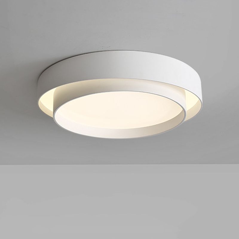 Modern Simplicity LED Flush Mount Wrought Iron Circular Ceiling Light with Acrylic Shade