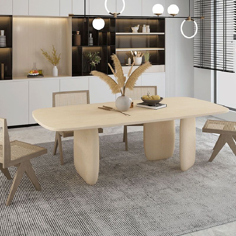 Modern Solid Wood Table for Restaurant Rectangle Dining Table with 3 Legs