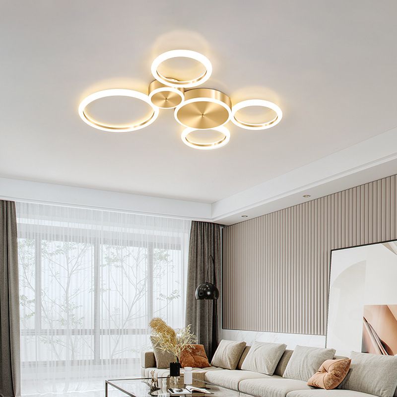 Gepolijste gouden ring inbouw minimalistische acryl LED-plafondlamp voor woonkamer