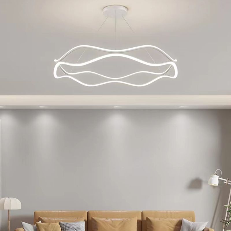 Linear Shape Metal Pendant Light Fixtures Modern Style 2-Light Hanging Light Fixtures