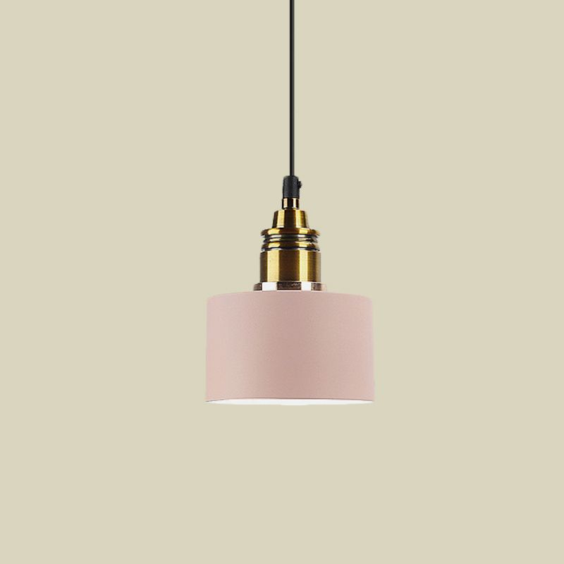 Lámpara de colgante redonda de 5 "/12" de ancho Macaron Macaron Metal Metal Lighting con enchufe de latón para corredor
