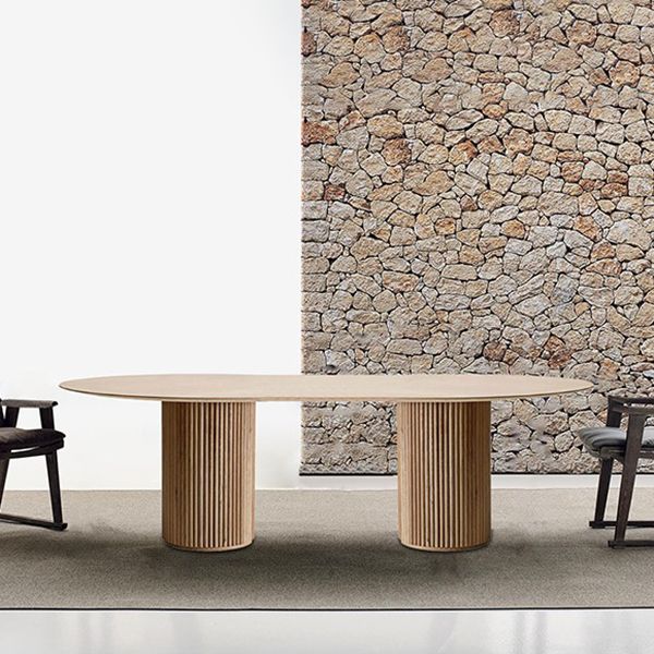 Tono de comedor moderno de pedestal doble oval