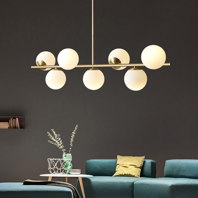 Luce isola a 7 luci d'oro nella moderna luce a sospensione di rame Sputnik in stile creativo con tonalità di vetro