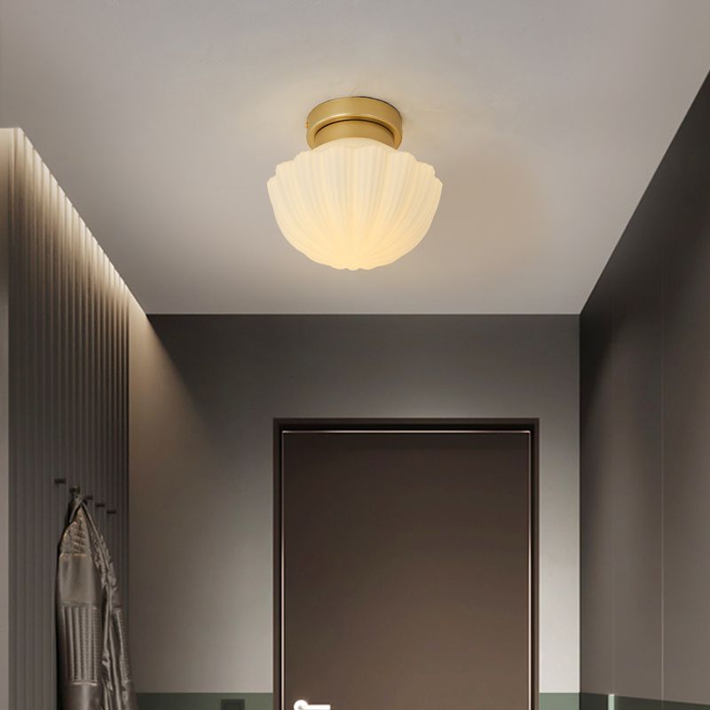 Nordic Style Ceiling Light Dome Shape Ceiling Lamp with Glass Shade for Bedroom