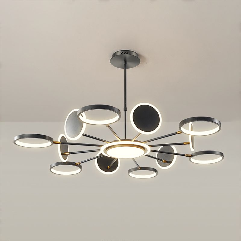 Modern Style Geometry Shape Pendant Chandeliers Metal Chandelier Lights in Black