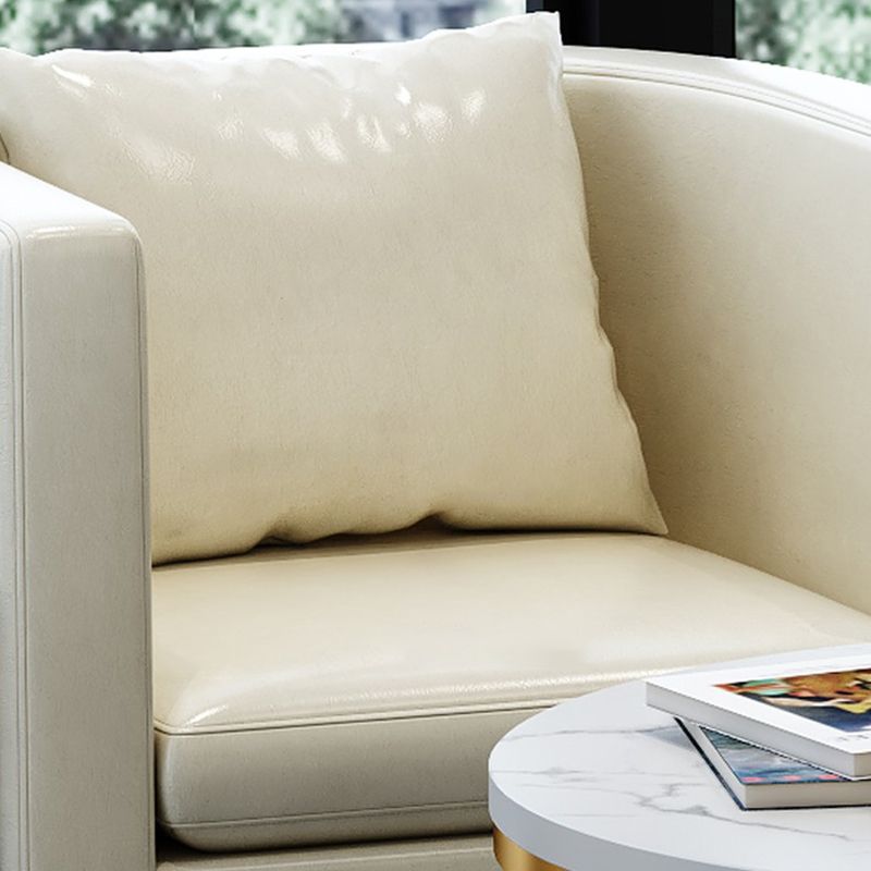 Parsons Arm Chair Leather Indoor Dining Chair with Gold Frame