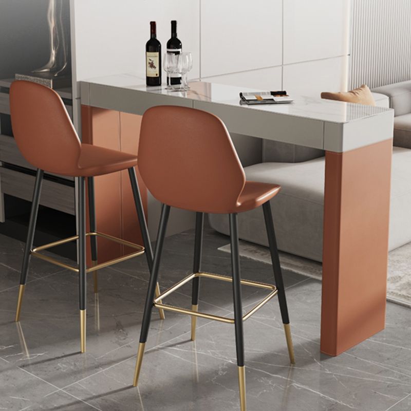 Contemporary Stone Top Bar Dining Table Rectangle Pub Table with Double Pedestal